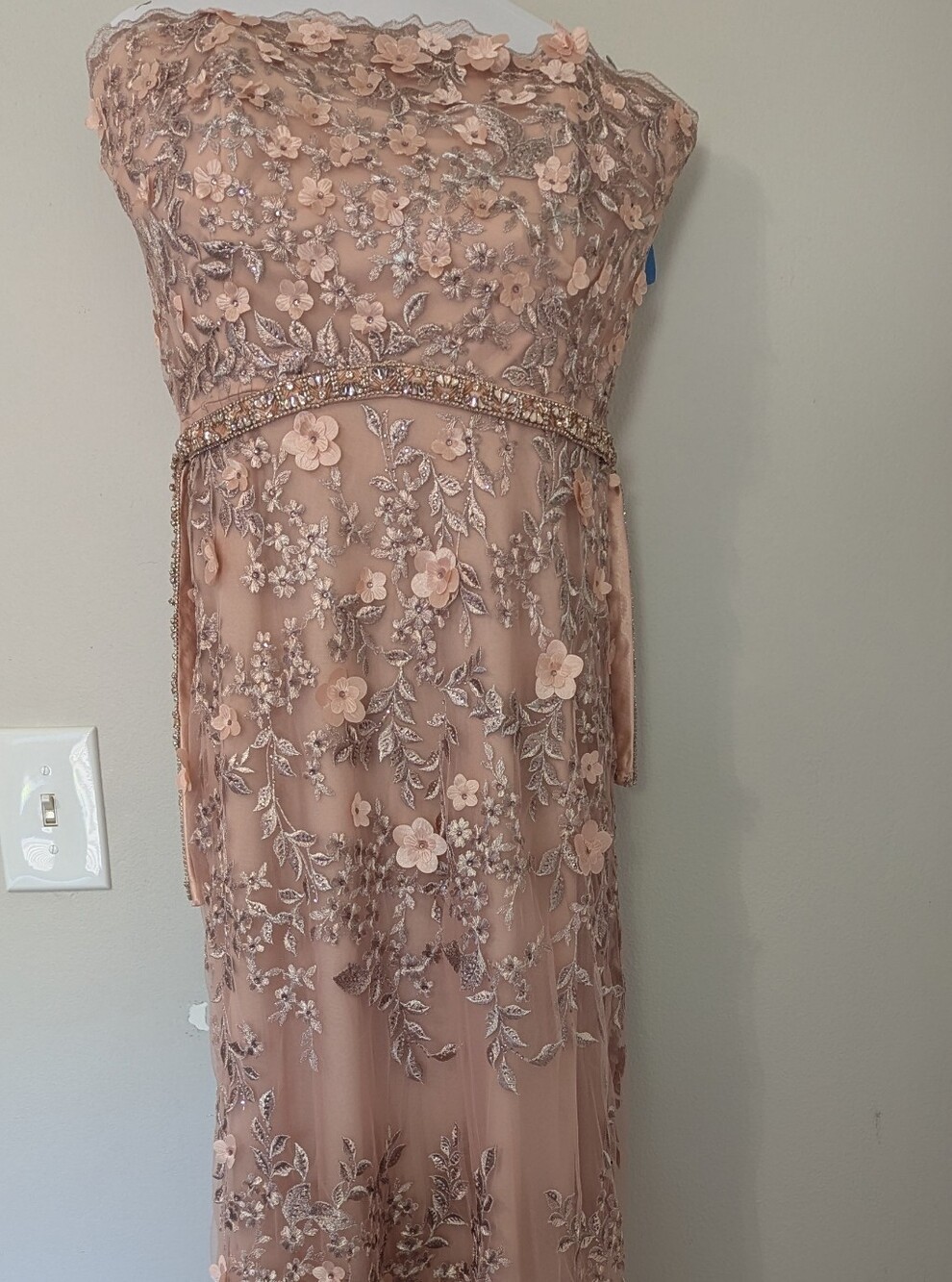 Strapless Blush Mother of the Bride Floral Embroidered Evening Dress